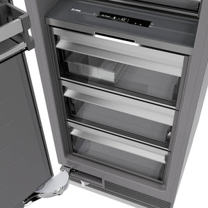ZLINE Autograph Edition 24 in. 12.4 cu. ft. Column Freezer in Stainless Steel with Graphite Gray Interior and Matte Black Accents (RCFVZ-304-24-MB)