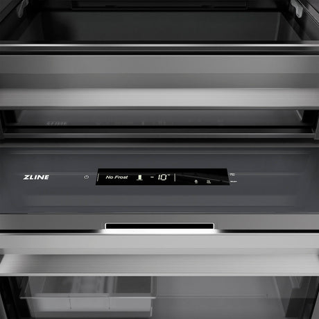 ZLINE Autograph Edition 24 in. 12.4 cu. ft. Column Freezer in Stainless Steel with Graphite Gray Interior and Matte Black Accents (RCFVZ-304-24-MB)