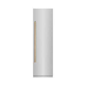 ZLINE Autograph Edition 24 in. 12.5 cu. ft. Column Refrigerator in Stainless Steel with Graphite Gray Interior and Champagne Bronze Accents (RCRVZ-30424-CB)