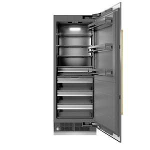 ZLINE Autograph Edition 30 in. 16.7 cu. ft. Column Refrigerator in Stainless Steel with Graphite Gray Interior and Polished Gold Accents (RCRVZ-30430-G)