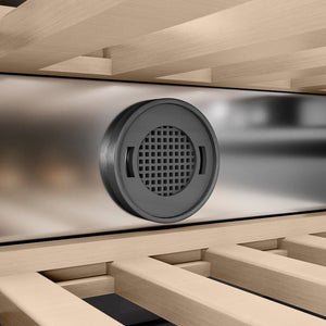ZLINE Autograph Edition 18 in. 9.0 cu. ft. Triple Zone 68 Bottle Right Hinge Column Wine Cooler in Stainless Steel with Matte Black Accents (RCWVRZ-304-18-MB)