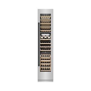 ZLINE Autograph Edition 18 in. 9.0 cu. ft. Triple Zone 68 Bottle Right Hinge Column Wine Cooler in Stainless Steel with Matte Black Accents (RCWVRZ-304-18-MB)