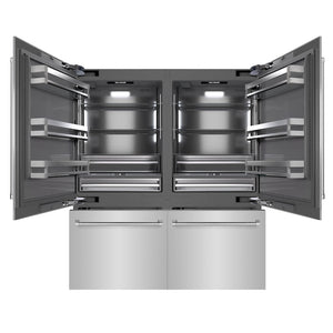 ZLINE 72 in. 39.6 cu. ft. French Door Built-In Bottom Freezer Refrigerator with Water Dispensers and Ice Makers in Stainless Steel with Graphite Gray Interior (GRBIT-304-72)