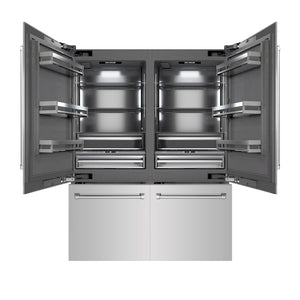 ZLINE 60 in. 32.2 cu. ft. French Door Built-In Bottom Freezer Refrigerator with Water Dispensers and Ice Makers in Stainless Steel with Graphite Gray Interior (GRBIV-304-60)