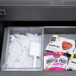 ZLINE Autograph Edition 30 in. 16.1 cu. ft. Built-In Bottom Freezer Refrigerator with Water Dispenser and Ice Maker in Stainless Steel with Graphite Gray Interior and Polished Gold Accents (GRBIVZ-304-30G)