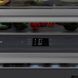 ZLINE Autograph Edition 30 in. 16.1 cu. ft. Built-In Bottom Freezer Refrigerator with Water Dispenser and Ice Maker in Stainless Steel with Graphite Gray Interior and Matte Black Accents (GRBIVZ-304-30MB)