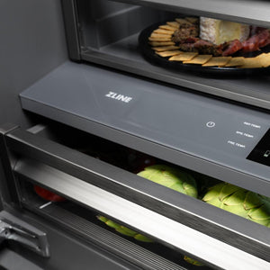 ZLINE Autograph Edition 60 in. 32.2 cu. ft. French Door Built-In Bottom Freezer Refrigerator with Water Dispenser and Ice Maker in Stainless Steel with Graphite Gray Interior and Matte Black Accents (GRBIVZ-304-60MB)