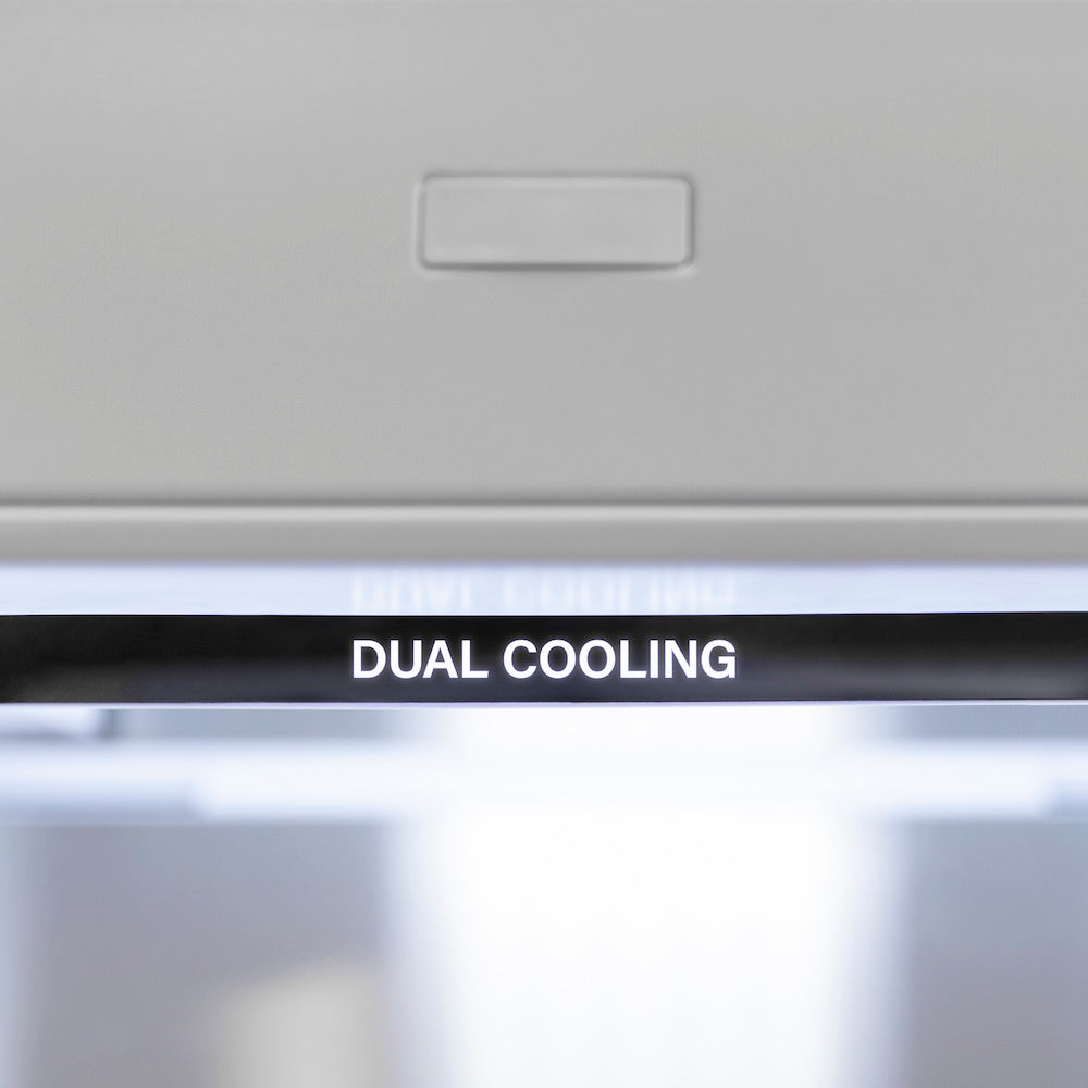 ZLINE Autograph Edition 36 in. 19.8 cu. ft. Built-In Bottom Freezer Refrigerator with Water Dispenser and Ice Maker in Stainless Steel with Polished Gold Accents (RBITZ-304-36G)