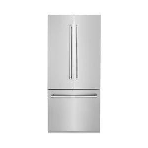 ZLINE 36 in. 19.6 cu. ft. French Door Built-In Bottom Freezer Refrigerator with Water Dispenser and Ice Maker in Stainless Steel (RBIV-304-36)