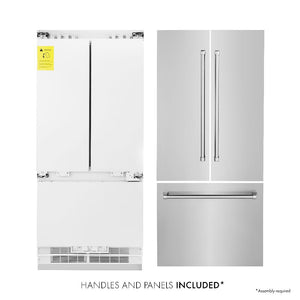 ZLINE 36 in. 19.6 cu. ft. French Door Built-In Bottom Freezer Refrigerator with Water Dispenser and Ice Maker in Stainless Steel (RBIV-304-36)