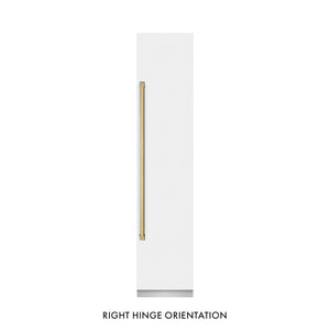 ZLINE Autograph Edition 18 in. 8.6 cu. ft. Right Hinge Column Freezer in White Matte with Graphite Gray Interior and Polished Gold Accents (RCFVRZ-WM-18-G)