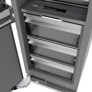 ZLINE Autograph Edition 24 in. 12.5 cu. ft. Column Refrigerator in White Matte with Graphite Gray Interior and Polished Gold Accents (RCRVZ-WM-24-G)