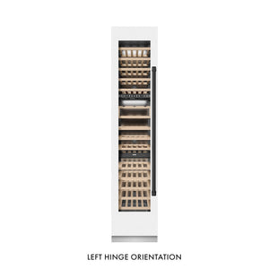 ZLINE Autograph Edition 18 in. 9.0 cu. ft. Triple Zone 68 Bottle Left Hinge Column Wine Cooler in White Matte with Matte Black Accents (RCWVLZ-WM-18-MB)
