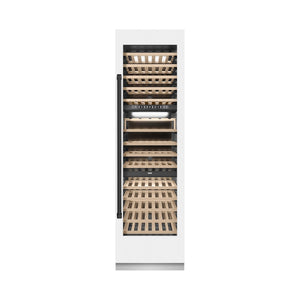 ZLINE Autograph Edition 24 in. 12.4 cu. ft. Triple Zone 100 Bottle Column Wine Cooler in White Matte and Matte Black Accents (RCWVZ-WM-24-MB)