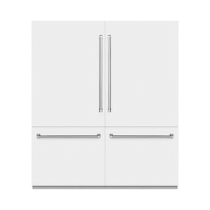 ZLINE 72 in. 39.6 cu. ft. French Door Built-In Bottom Freezer Refrigerator with Water Dispensers and Ice Makers in White Matte with Graphite Gray Interior (GRBIT-WM-72)