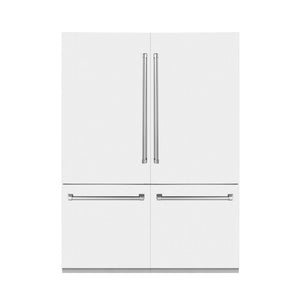 ZLINE 60 in. 32.2 cu. ft. French Door Built-In Bottom Freezer Refrigerator with Water Dispensers and Ice Makers in White Matte (RBIV-WM-60)