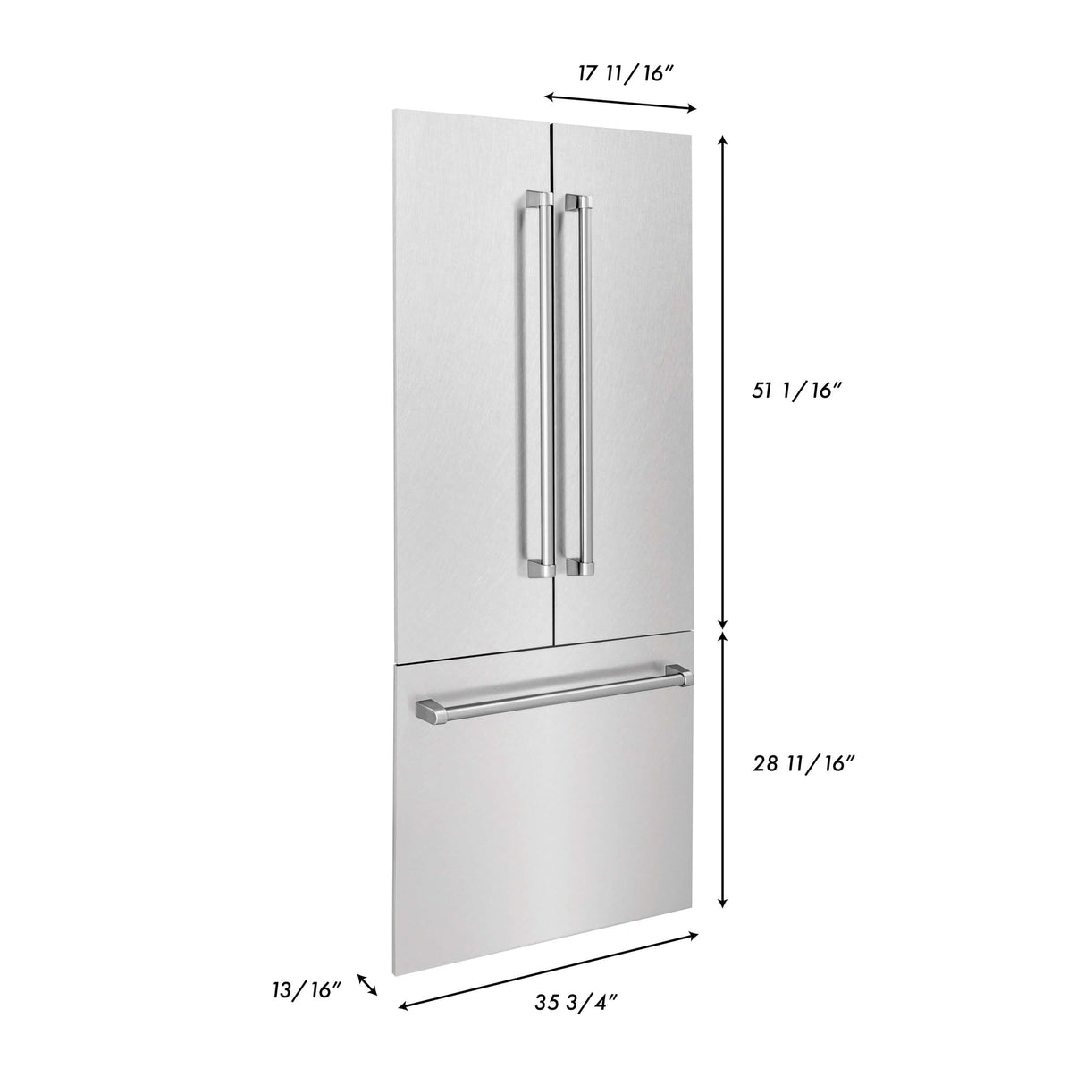ZLINE 36 in. Refrigerator Panels and Handles in Fingerprint-Resistant Stainless Steel for Built-in Refrigerators (RPBIV-SN-36)