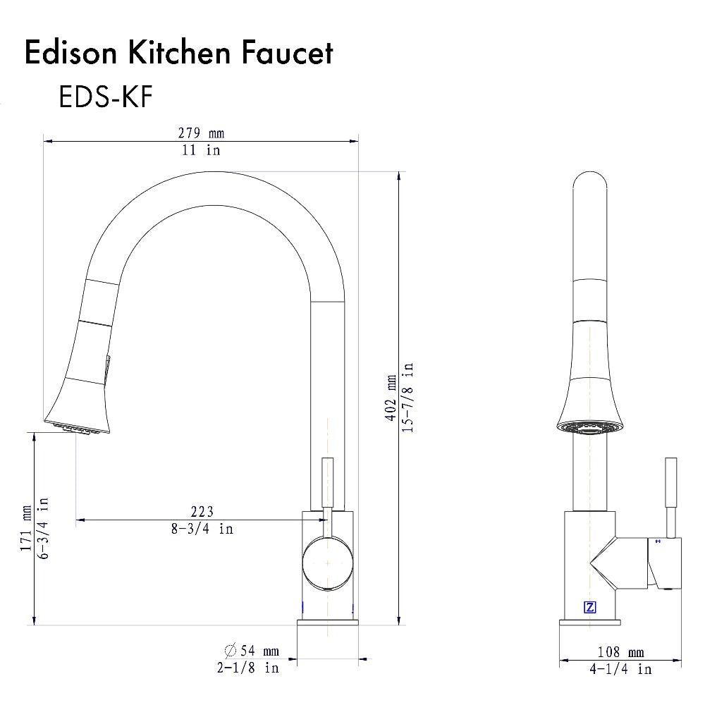 ZLINE Edison Pull Down Single Handle Kitchen Faucet in Champagne Bronze (EDS-KF-CB)