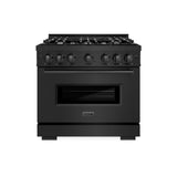 ZLINE 36 in. 5.2 cu. ft. Classic Dual Fuel Range with 6 Burner Gas Cooktop and Electric Convection Oven in Black Stainless Steel (CDRB-36)
