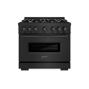 ZLINE 36 in. 5.2 cu. ft. Classic Dual Fuel Range with 6 Burner Gas Cooktop and Electric Convection Oven in Black Stainless Steel (CDRB-36)