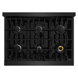 ZLINE 36 in. 5.2 cu. ft. Classic Dual Fuel Range with 6 Burner Gas Cooktop and Electric Convection Oven in Black Stainless Steel (CDRB-36)