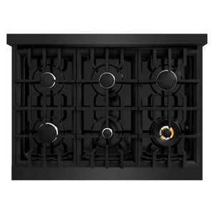 ZLINE 36 in. 5.2 cu. ft. Classic Dual Fuel Range with 6 Burner Gas Cooktop and Electric Convection Oven in Black Stainless Steel (CDRB-36)