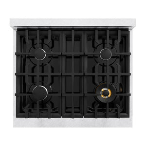 ZLINE 30 in. 4.2 cu. ft. Classic Gas Range with 4 Burner Cooktop and Convection Gas Oven in DuraSnow® Stainless Steel with Black Matte Door (CGRS-BLM-30)