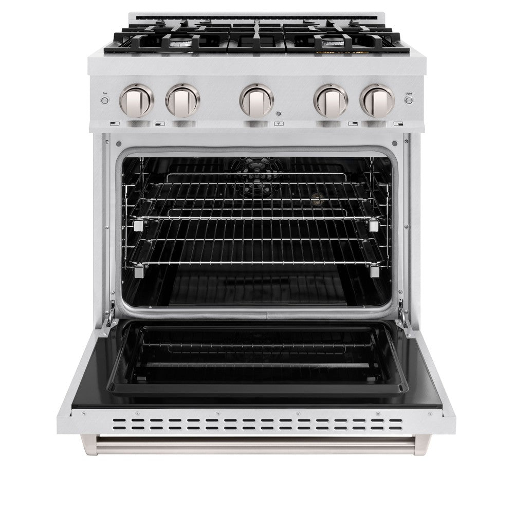 ZLINE 30 in. 4.2 cu. ft. Classic Dual Fuel Range with 4 Burner Gas Cooktop and Electric Convection Oven in DuraSnow®  Stainless Steel (CDRS-30)