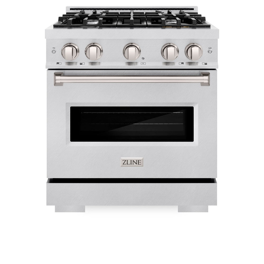 ZLINE 30 in. 4.2 cu. ft. Classic Dual Fuel Range with 4 Burner Gas Cooktop and Electric Convection Oven in DuraSnow®  Stainless Steel (CDRS-30)