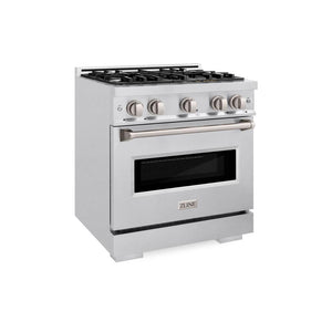 ZLINE 30 in. 4.2 cu. ft. Classic Dual Fuel Range with 4 Burner Gas Cooktop and Electric Convection Oven in DuraSnow®  Stainless Steel (CDRS-30)