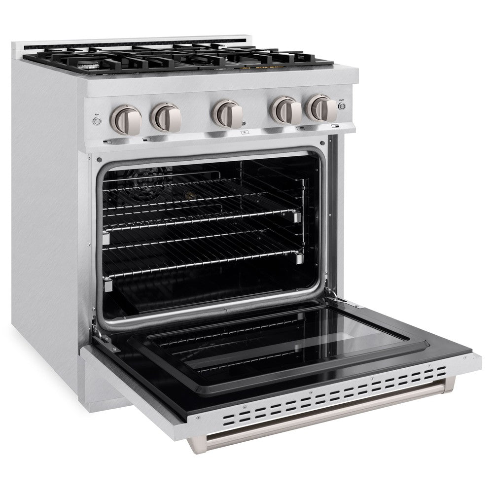 ZLINE 30 in. 4.2 cu. ft. Classic Dual Fuel Range with 4 Burner Gas Cooktop and Electric Convection Oven in DuraSnow®  Stainless Steel (CDRS-30)