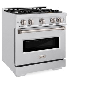ZLINE 30 in. 4.2 cu. ft. Classic Dual Fuel Range with 4 Burner Gas Cooktop and Electric Convection Oven in DuraSnow®  Stainless Steel (CDRS-30)