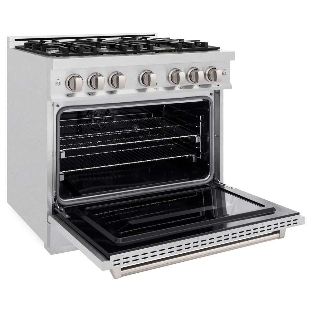 ZLINE 36 in. 5.2 cu. ft. Classic Dual Fuel Range with 6 Burner Gas Cooktop and Electric Convection Oven in DuraSnow® Stainless Steel (CDRS-36)