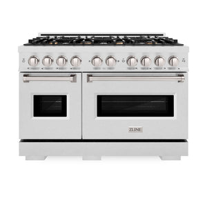 ZLINE 48 in. 6.7 cu. ft. Classic Double Oven Gas Range in DuraSnow® Stainless Steel with 8 Brass Burners (CGRS-BR-48)