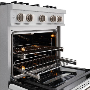ZLINE 30 in. 4.2 cu. ft. Classic Gas Range with 4 Burner Cooktop and Convection Gas Oven in DuraSnow® Stainless Steel with White Matte Door (CGRS-WM-30)