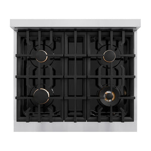 ZLINE Autograph Edition 30 in. 4.2 cu. ft. Classic Dual Fuel Range with 4 Burner Gas Cooktop and Electric Convection Oven in Stainless Steel with Matte Black Accents (CDRZ-30-MB)