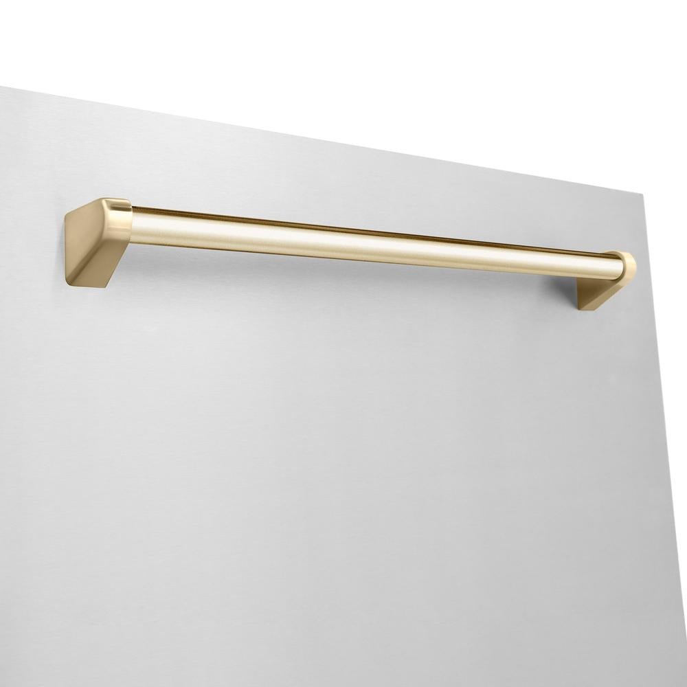 ZLINE Autograph Edition 48 in. Kitchen Package with Stainless Steel Dual Fuel Range, Range Hood, Dishwasher and Refrigerator Including External Water Dispenser with Polished Gold Accents (4AKPR-RARHDWM48-G)