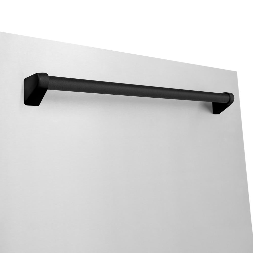ZLINE Autograph Edition 48 in. Kitchen Package with Stainless Steel Dual Fuel Range, Range Hood, Dishwasher and Refrigerator with Matte Black Accents (4KAPR-RARHDWM48-MB)