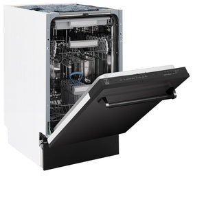 ZLINE 18 in. Tallac Series 3rd Rack Top Control Dishwasher with a Stainless Steel Tub with Black Stainless Panel, 51dBa (DWV-BS-18)