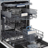 ZLINE Autograph Edition 18 in. Compact 3rd Rack Top Control Dishwasher in Black Stainless Steel with Champagne Bronze Accent Handle, 51dBa (DWVZ-BS-18-CB)