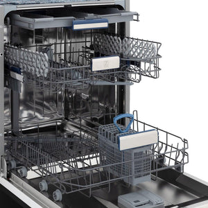 ZLINE Autograph Edition 18 in. Compact 3rd Rack Top Control Dishwasher in Black Stainless Steel with Polished Gold Accent Handle, 51dBa (DWVZ-BS-18-G)