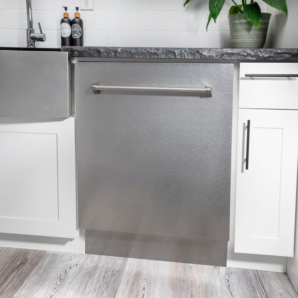 ZLINE 24 in. Tallac Series 3rd Rack Dishwasher with Fingerprint Resistant Stainless Steel Panel and Traditional Handle 51dBa (DWV-SN-24)