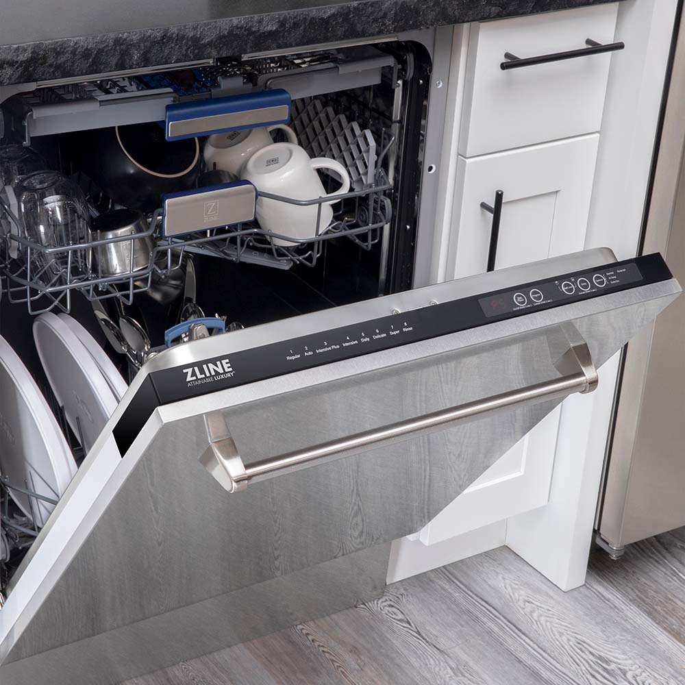 ZLINE 24 in. Tallac Series 3rd Rack Dishwasher with Fingerprint Resistant Stainless Steel Panel and Traditional Handle 51dBa (DWV-SN-24)