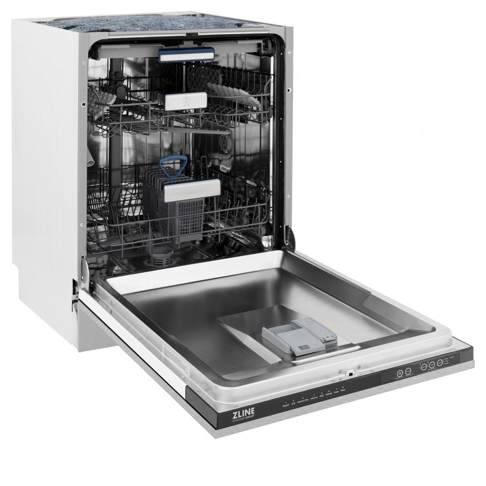ZLINE 24 in. Tallac Series 3rd Rack Dishwasher with Fingerprint Resistant Stainless Steel Panel and Traditional Handle 51dBa (DWV-SN-24)