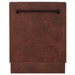 ZLINE 24" Tallac Series 3rd Rack Dishwasher with Hand-Hammered Copper Panel and Traditional Handle, 51dBa (DWV-HH-24)