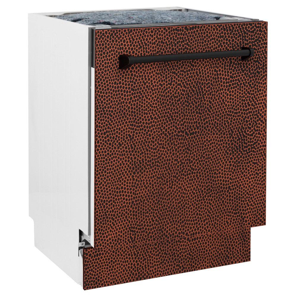 ZLINE 24" Tallac Series 3rd Rack Dishwasher with Hand-Hammered Copper Panel and Traditional Handle, 51dBa (DWV-HH-24)