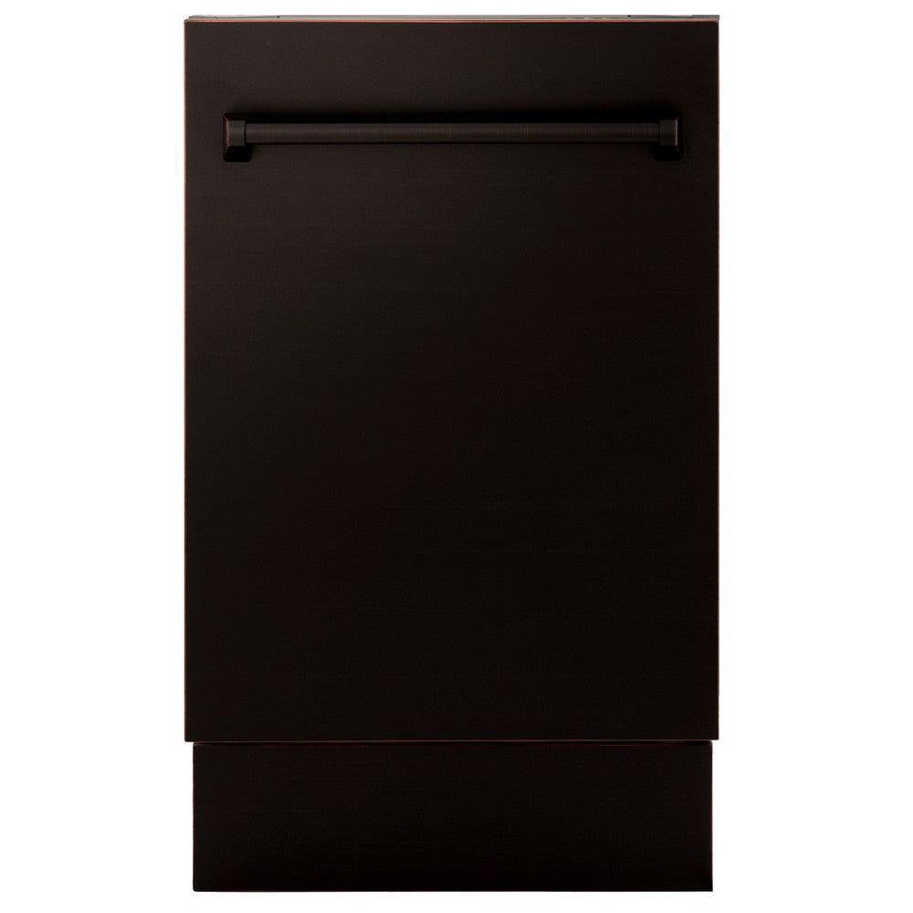ZLINE 18 in. Tallac Series 3rd Rack Top Control Dishwasher with a Stainless Steel Tub with Oil-Rubbed Bronze Panel, 51dBa (DWV-ORB-18)