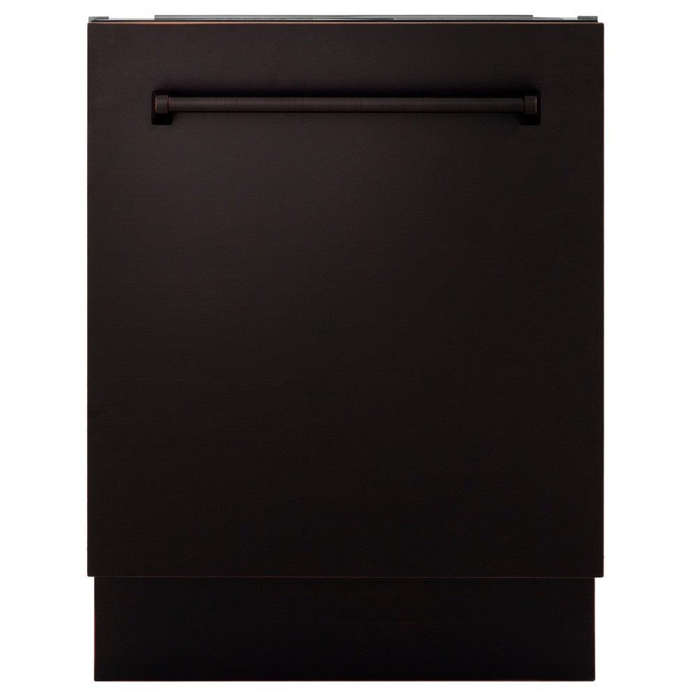 ZLINE 24 in. Tallac Series 3rd Rack Dishwasher with Oil-Rubbed Bronze Panel and Traditional Handle, 51dBa (DWV-ORB-24)