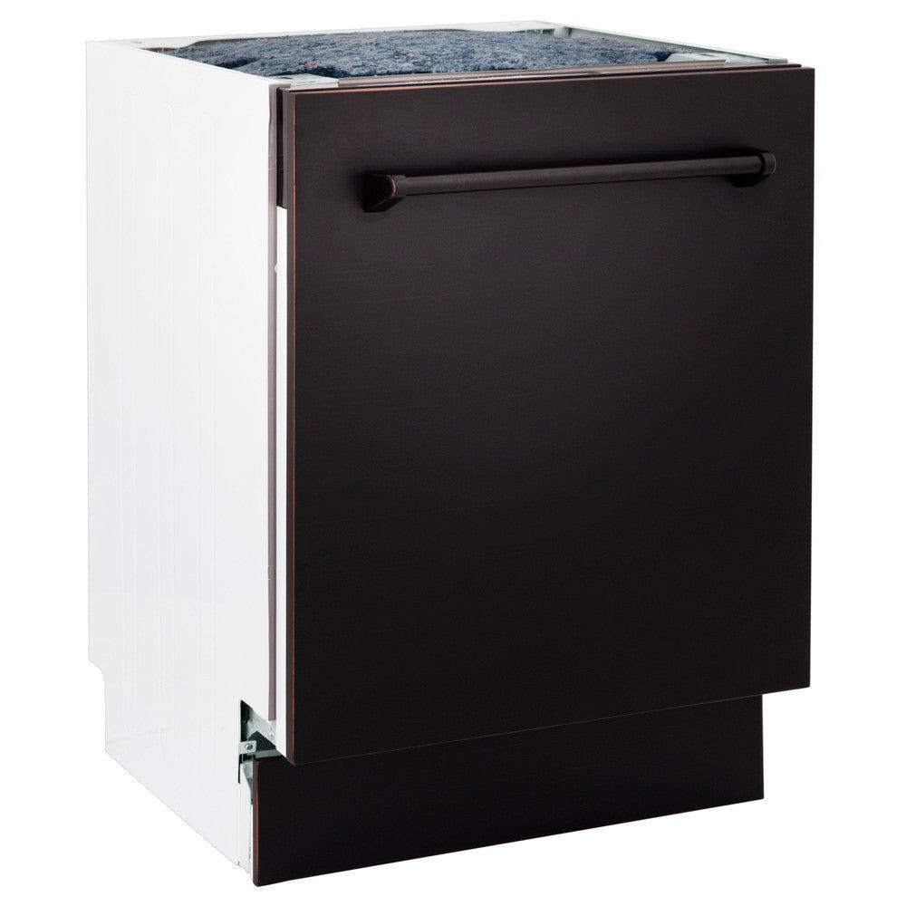 ZLINE 24 in. Tallac Series 3rd Rack Dishwasher with Oil-Rubbed Bronze Panel and Traditional Handle, 51dBa (DWV-ORB-24)
