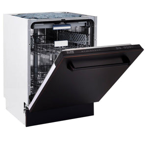 ZLINE 24 in. Tallac Series 3rd Rack Dishwasher with Oil-Rubbed Bronze Panel and Traditional Handle, 51dBa (DWV-ORB-24)